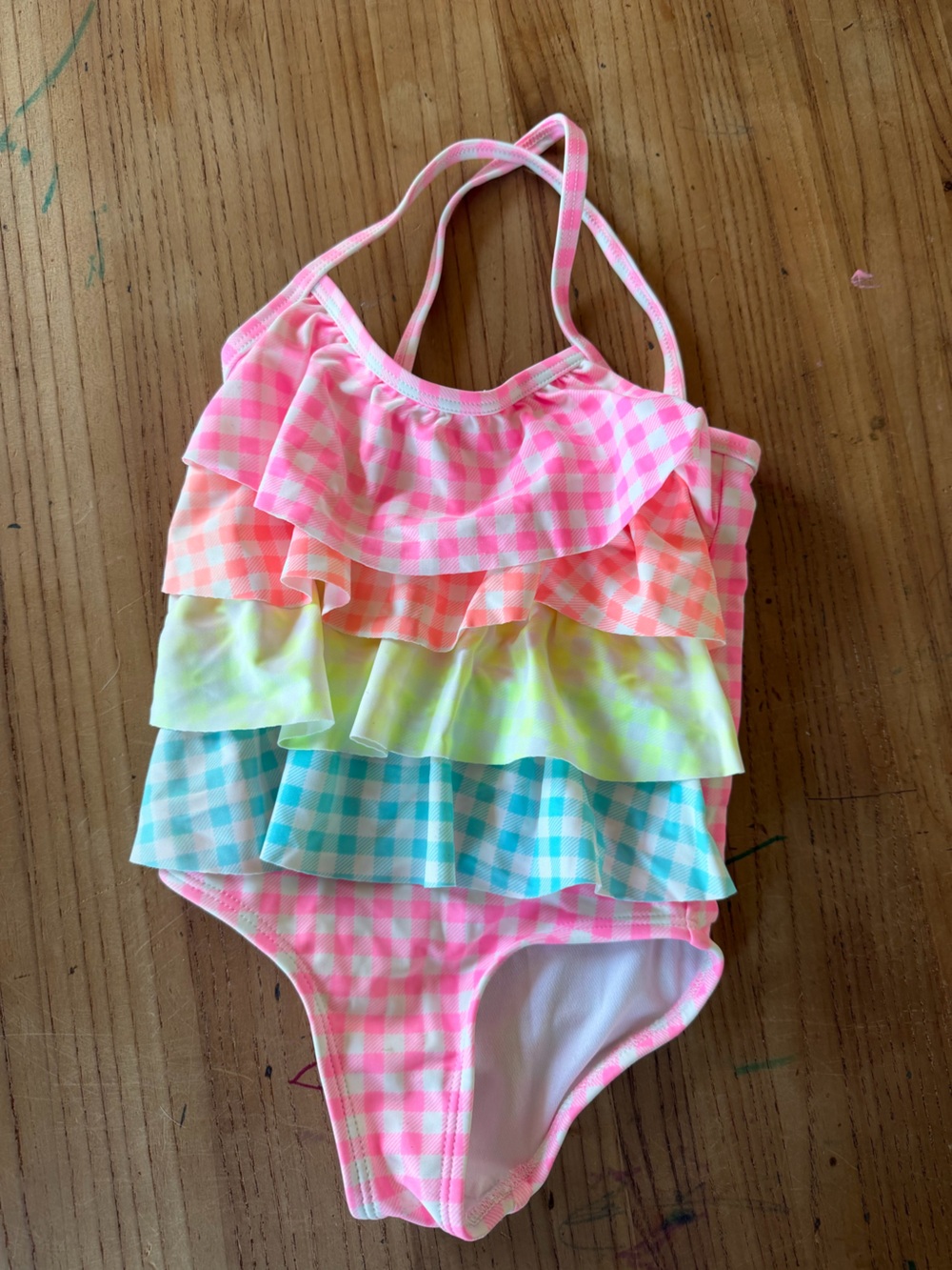Gymboree Pink Gingham Ruffle One-Piece